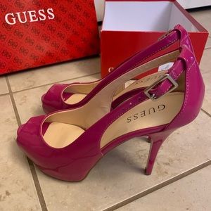 Guess Pink 4.5 inch peep toe heels